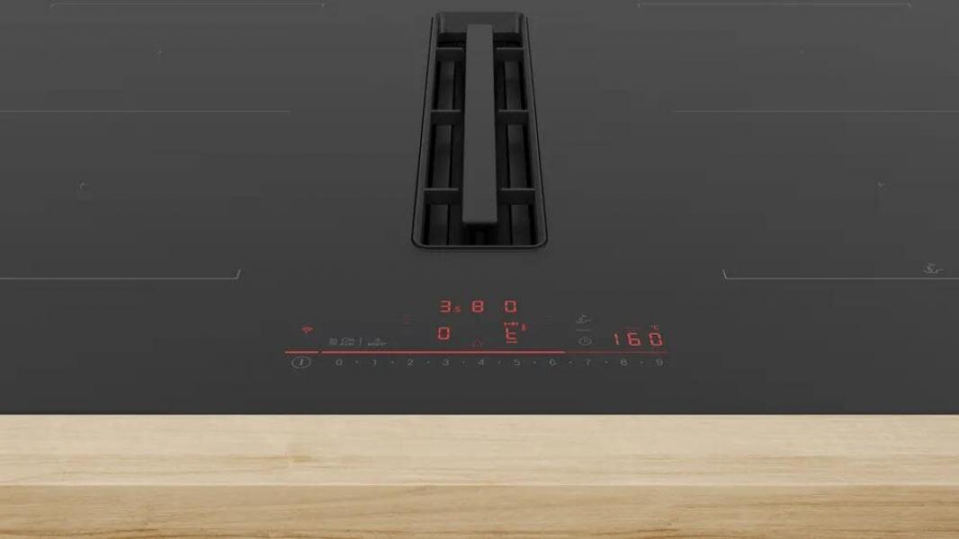 Bosch PVQ811H26E EEK: B Induktionskochfeldabzug, 80 cm breit, 500 m³/h, DirectSelect, Combi Zone, Kindersicherung, Rahmenlos aufliegend