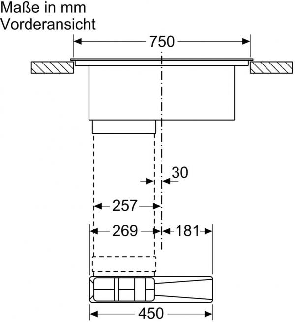 Bosch PVQ811H26E EEK: B Induktionskochfeldabzug, 80 cm breit, 500 m³/h, DirectSelect, Combi Zone, Kindersicherung, Rahmenlos aufliegend