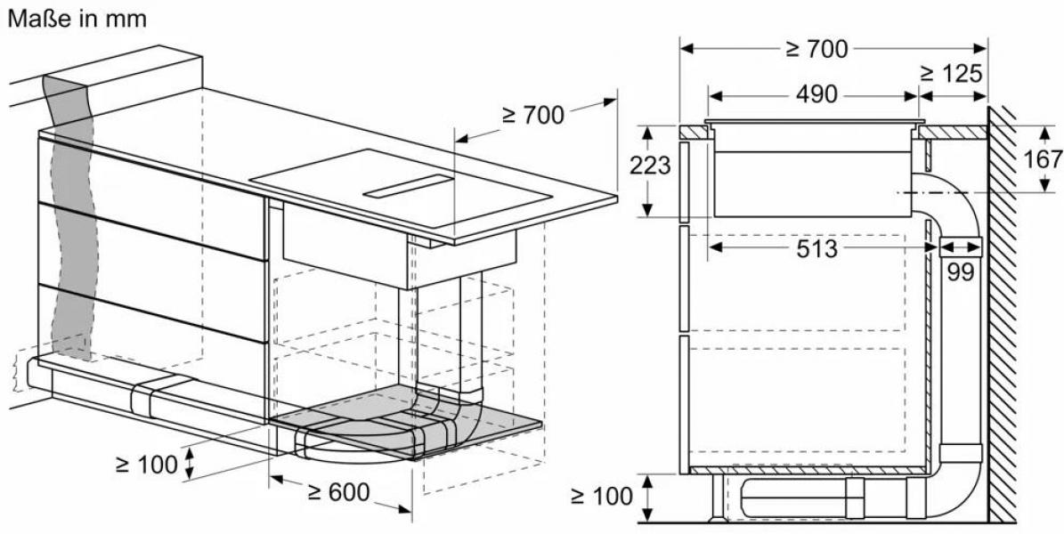 Bosch PVQ811H26E EEK: B Induktionskochfeldabzug, 80 cm breit, 500 m³/h, DirectSelect, Combi Zone, Kindersicherung, Rahmenlos aufliegend