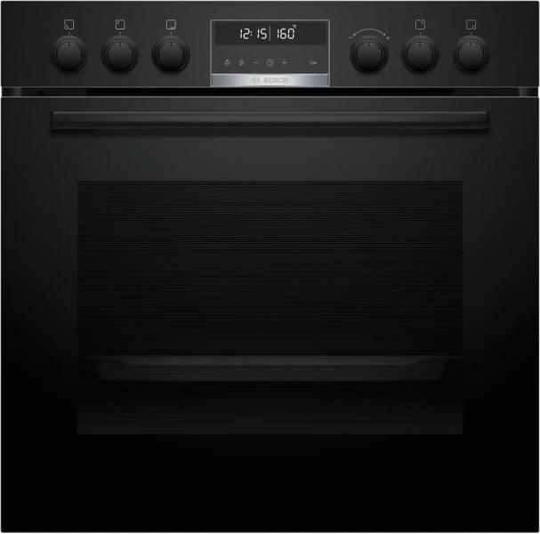 Bosch HND677LS62 EEK: A+ Einbau-Herd-Set mit Induktionskochfeld (HEG578BB4 + NVQ645CB6E), 60 cm breit, 71 L, 3D-Heißluft, Air Fry, Pyrolytisch+Hydrolytisch, Kindersicherung, Rahmen aufliegend, schwarz