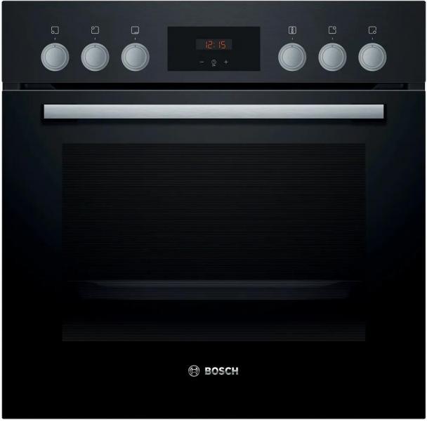 Bosch HND211LB1 EEK: A Einbau-Herd-Set mit Elektro-Kochfeld (HEF113BA0 + NKN645GA2E), 60 cm breit, 66 L, 3D-Heißluft, Drehwähler, Kindersicherung, Rahmen aufliegend, schwarz