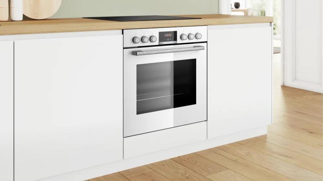 Bosch HND411LW63 EEK: A+ Einbau-Herd-Set mit Elektro-Kochfeld (HEA513BW3 + NKN645GA2E), 60 cm breit, 71 L, 3D-Heißluft, Versenkknebel, Kindersicherung, Rahmen aufliegend, schwarz