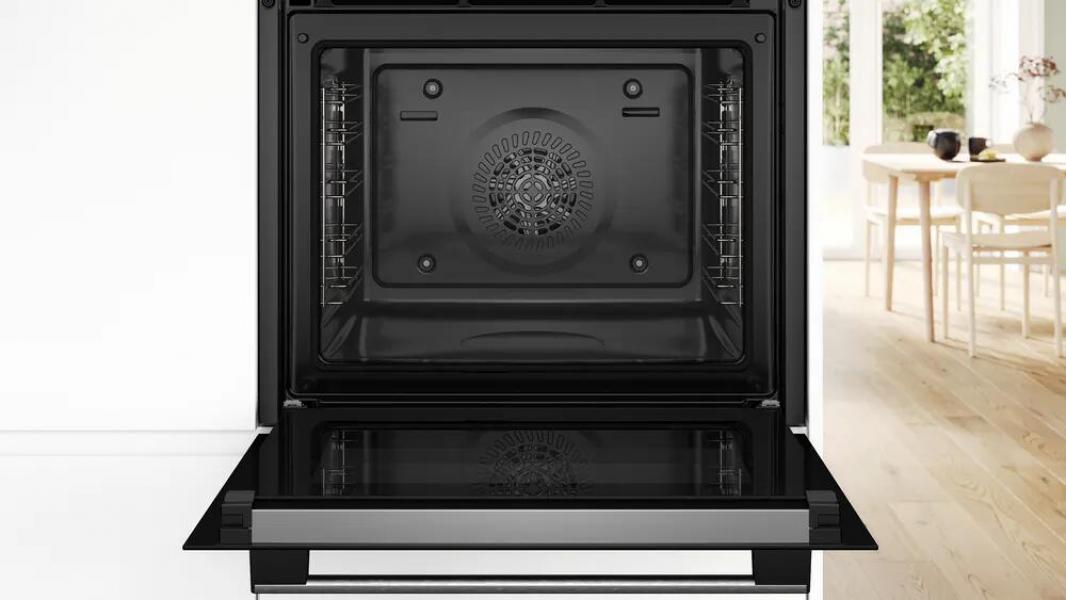 Bosch HBD671CS62 EEK: A+ Einbau-Backofen-Set mit Elektro-Kochfeld (HBG578BS3 + PKN645BA2E), 60 cm breit, 71 L, 3D-Heißluft, Air Fry, Pyrolytisch+Hydrolytisch, Kindersicherung, Kochfeld 60 cm breit, Rahmen aufliegend, schwarz