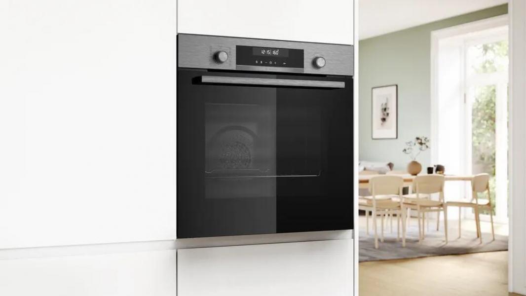 Bosch HBD671CS62 EEK: A+ Einbau-Backofen-Set mit Elektro-Kochfeld (HBG578BS3 + PKN645BA2E), 60 cm breit, 71 L, 3D-Heißluft, Air Fry, Pyrolytisch+Hydrolytisch, Kindersicherung, Kochfeld 60 cm breit, Rahmen aufliegend, schwarz