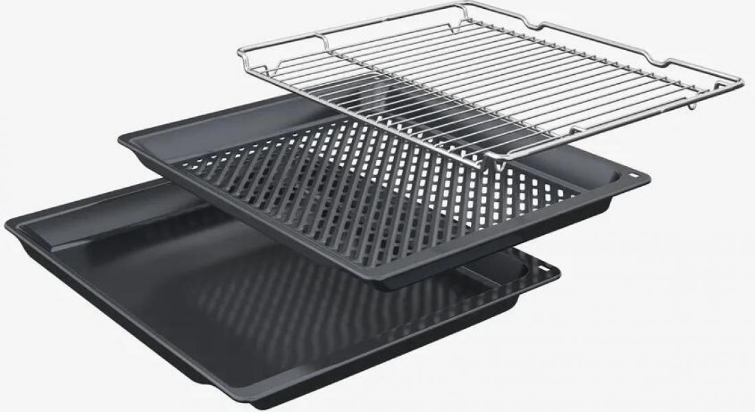 Bosch HBD671CS62 EEK: A+ Einbau-Backofen-Set mit Elektro-Kochfeld (HBG578BS3 + PKN645BA2E), 60 cm breit, 71 L, 3D-Heißluft, Air Fry, Pyrolytisch+Hydrolytisch, Kindersicherung, Kochfeld 60 cm breit, Rahmen aufliegend, schwarz
