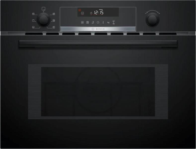 ARDEBO.de Bosch CMA585GB1 Einbau Mikrowelle, 900W, Nischenhöhe 458 mm, 44 L, AutoPilot 15, Reinigungsoption, LCD-Display, Versenkknebel, Heißluft, Kindersicherung, schwarz