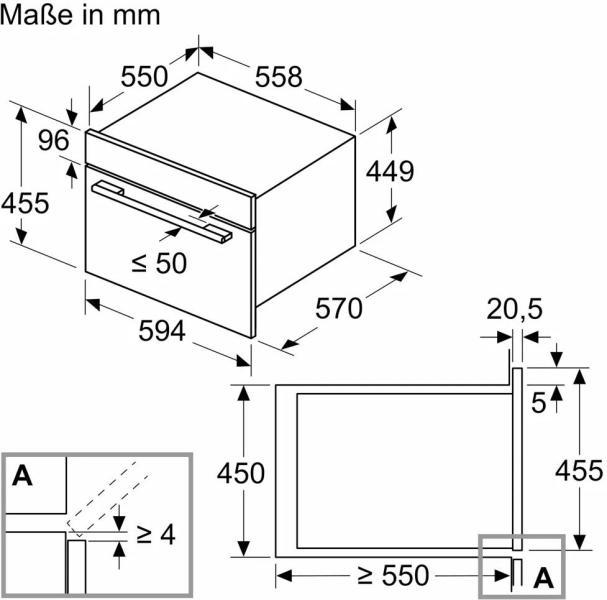 Bosch CMA585GB1 Einbau Mikrowelle, 900W, Nischenhöhe 458 mm, 44 L, AutoPilot 15, Reinigungsoption, LCD-Display, Versenkknebel, Heißluft, Kindersicherung, schwarz