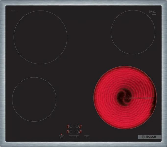 Bosch HBD230CR63 EEK: A Einbau-Backofen-Set mit Elektro-Kochfeld (HBA510BA3 + PKE645BA2E), 60 cm breit, 71 L, 3D-Heißluft, Drehknebel, Kindersicherung, Rahmen aufliegend, schwarz