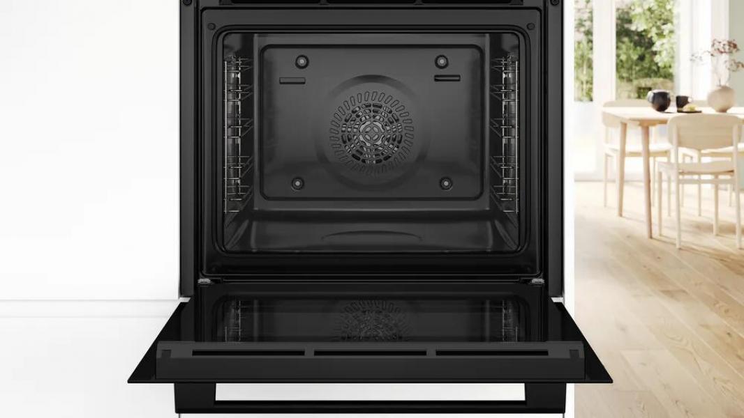 Bosch HBD230CR63 EEK: A Einbau-Backofen-Set mit Elektro-Kochfeld (HBA510BA3 + PKE645BA2E), 60 cm breit, 71 L, 3D-Heißluft, Drehknebel, Kindersicherung, Rahmen aufliegend, schwarz