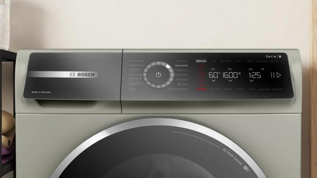 Bosch WGB2560X1 Serie 8 10kg Frontlader Waschmaschine, 60 cm breit, 1600 U/Moin, AquaStop, Fleckenautomatik, 4D Wash System, Nachlegefunktion, Silber-inox
