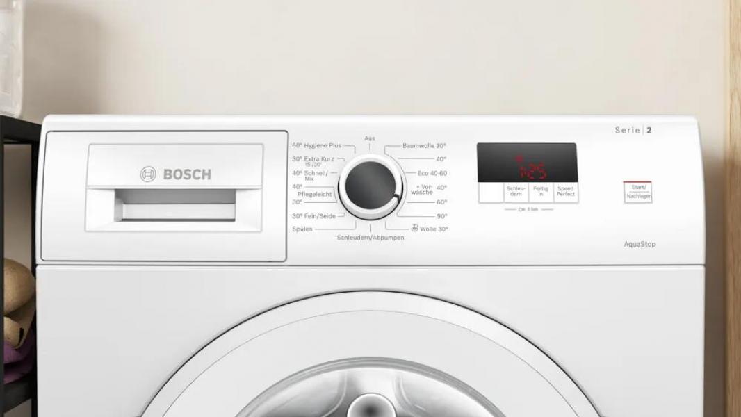 Bosch WGE02471 Serie 2 7kg Frontlader Waschmaschine, 60 cm breit, 1400 U/Min, AquaStop, Speed Perfect, Active Water Plus, Nachlegefunktion, weiß