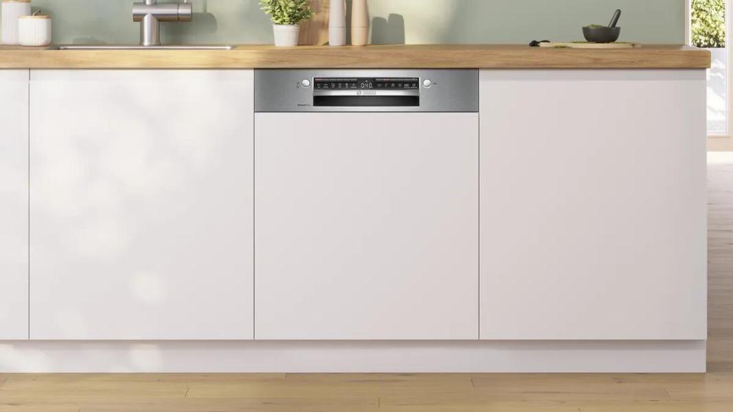 Bosch SMI4ETS08E Serie 4 Teilintegrierter Geschirrspüler, 60 cm breit, 13 Maßgedecke, AquaStop, Kindersicherung, HomeConnect, Gebürsteter Stahl