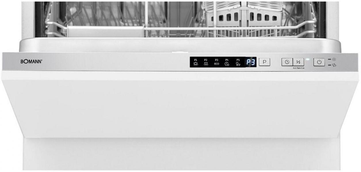 Bomann GSPE 7421 VI Einbau-Geschirrspüler, Vollintegrierte Ausführung 60 cm breite, 14 MGD, LED- Display, Bedienblende, silber