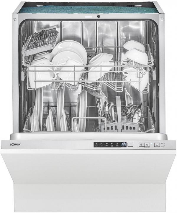 Bomann GSPE 7421 VI Einbau-Geschirrspüler, Vollintegrierte Ausführung 60 cm breite, 14 MGD, LED- Display, Bedienblende, silber