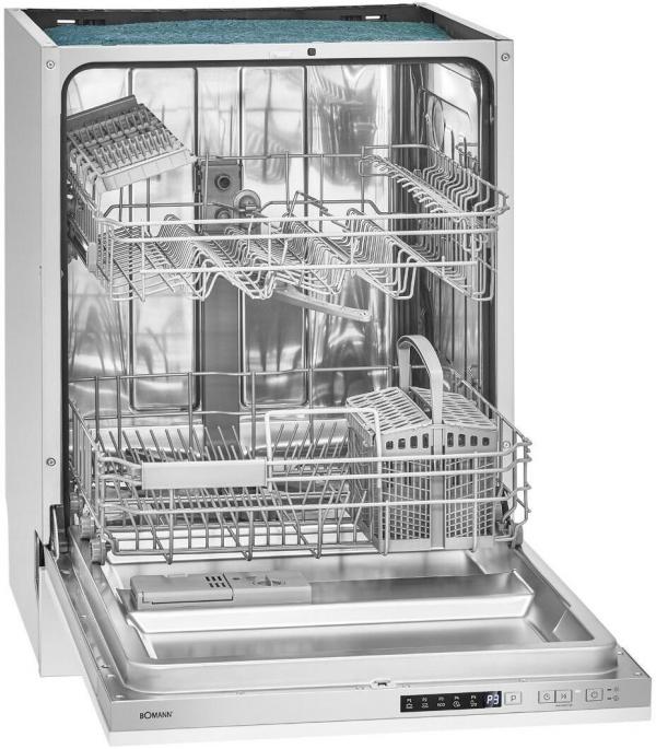 Bomann GSPE 7421 VI Einbau-Geschirrspüler, Vollintegrierte Ausführung 60 cm breite, 14 MGD, LED- Display, Bedienblende, silber