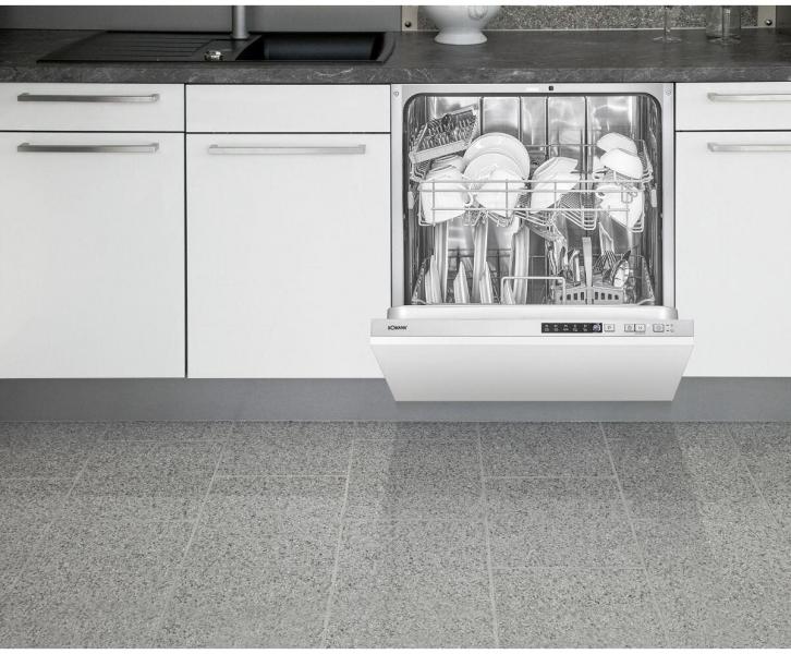 Bomann GSPE 7421 VI Einbau-Geschirrspüler, Vollintegrierte Ausführung 60 cm breite, 14 MGD, LED- Display, Bedienblende, silber