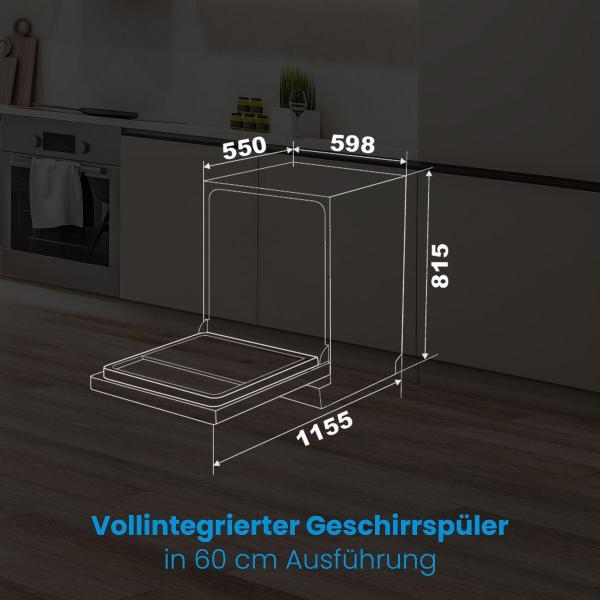 Bomann GSPE 7421 VI Einbau-Geschirrspüler, Vollintegrierte Ausführung 60 cm breite, 14 MGD, LED- Display, Bedienblende, silber (774210)