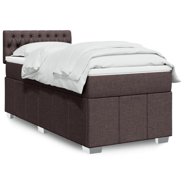 ARDEBO.de - Boxspringbett mit Matratze Dunkelbraun 90x200 cm Stoff