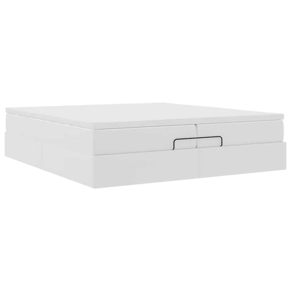 Ottoman-Bett mit Matratzen Weiß 200x200 cm Kunstleder