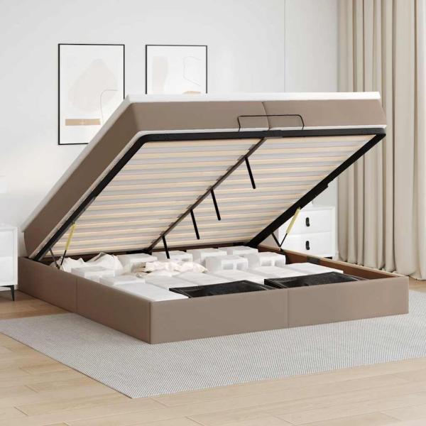 ARDEBO.de - Ottoman-Bett mit Matratzen Cappuccino 200x200cm Kunstleder