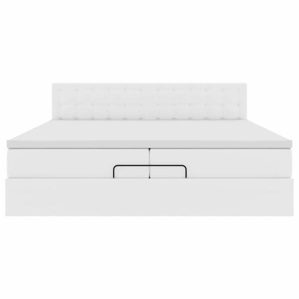 Ottoman-Bett mit Matratzen Weiß 200x200 cm Kunstleder