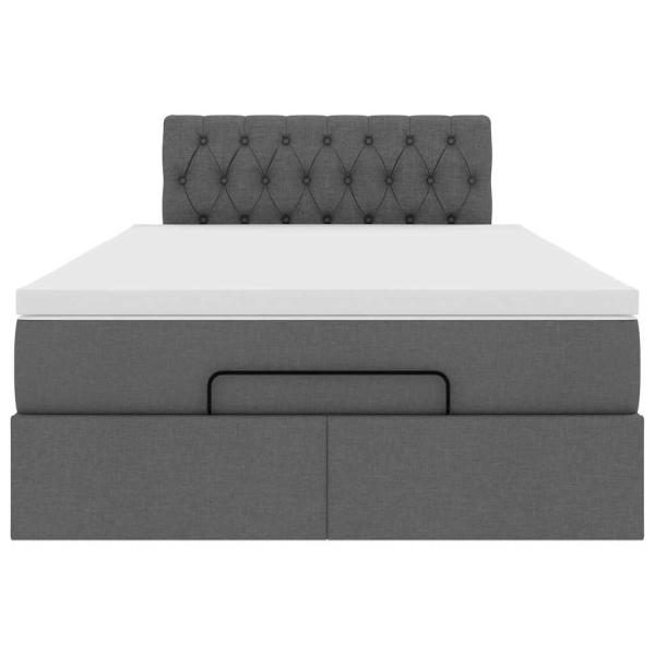Ottoman-Bett mit Matratze Dunkelgrau 120x200 cm Stoff