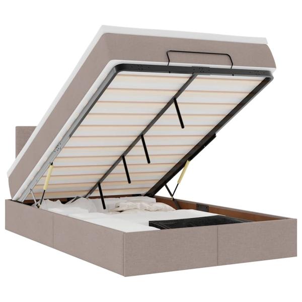 Ottoman-Bett mit Matratze Taupe 120x200 cm Stoff