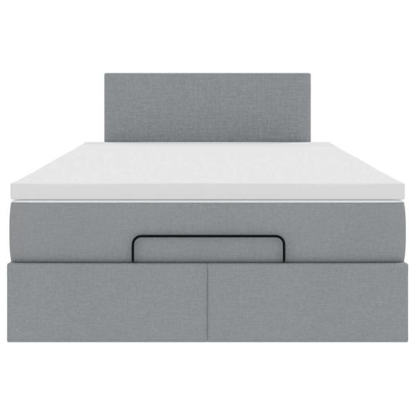 Ottoman-Bett mit Matratze Hellgrau 120x200 cm Stoff