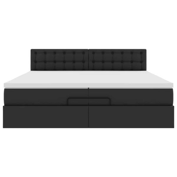 Ottoman-Bett mit Matratze Schwarz 200x200 cm Kunstleder
