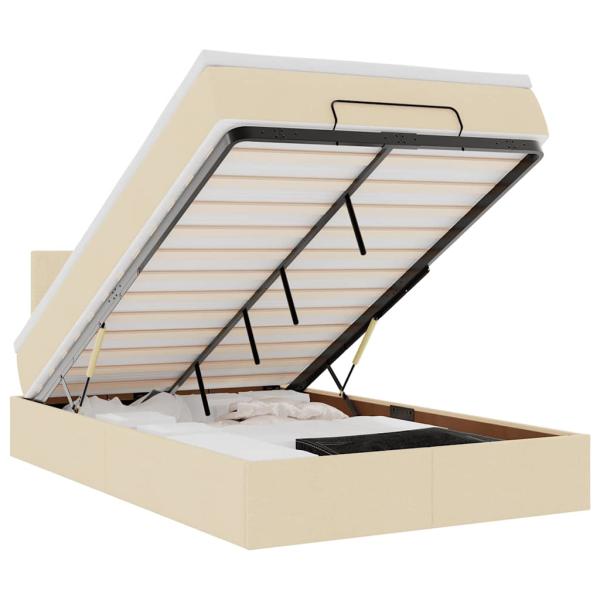 Ottoman-Bett mit Matratze Creme 120x200 cm Stoff