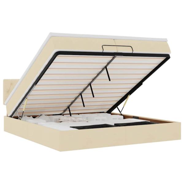 Ottoman-Bett mit Matratzen Creme 200x200 cm Stoff