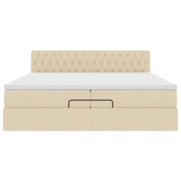 Ottoman-Bett mit Matratzen Creme 200x200 cm Stoff