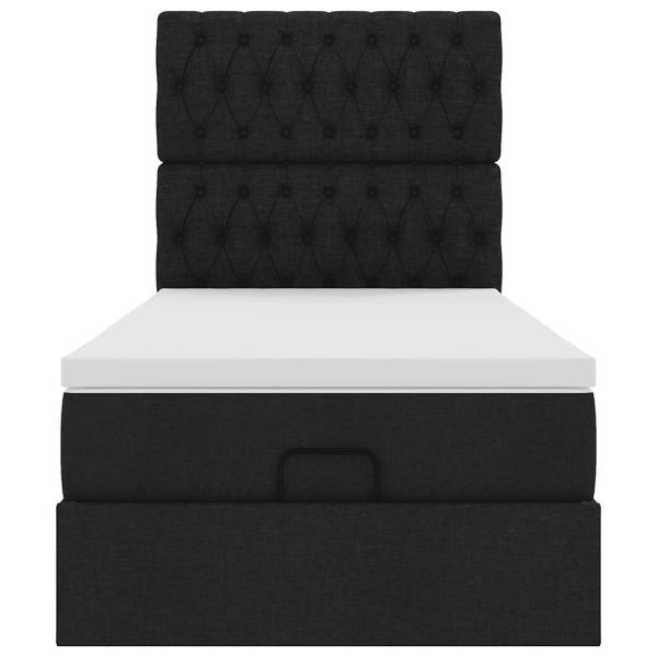 Ottoman-Bett mit Matratze Schwarz 90x200 cm Stoff