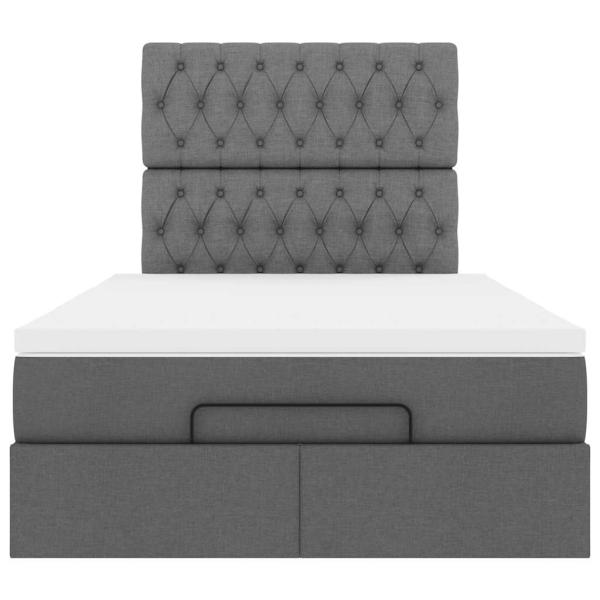Ottoman-Bett mit Matratze Dunkelgrau 120x190 cm Stoff