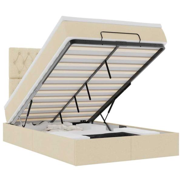 Ottoman-Bett mit Matratze Creme 120x190 cm Stoff