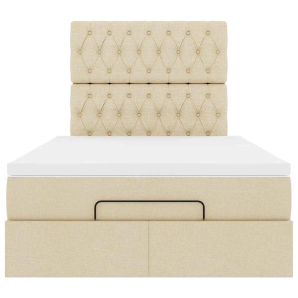 Ottoman-Bett mit Matratze Creme 120x190 cm Stoff