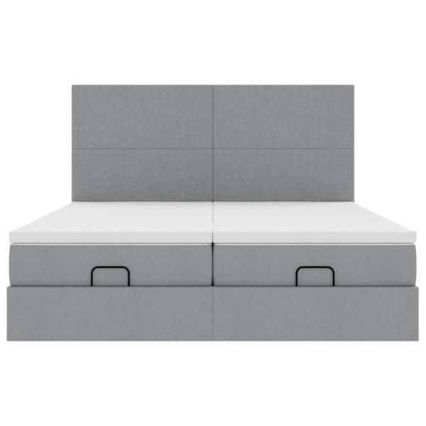 Ottoman-Bett mit Matratzen Hellgrau 160x200 cm Stoff