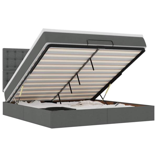 Ottoman-Bett mit Matratze Dunkelgrau 180x200 cm Stoff