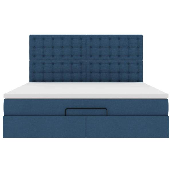 Ottoman-Bett mit Matratze Blau 160x200 cm Stoff