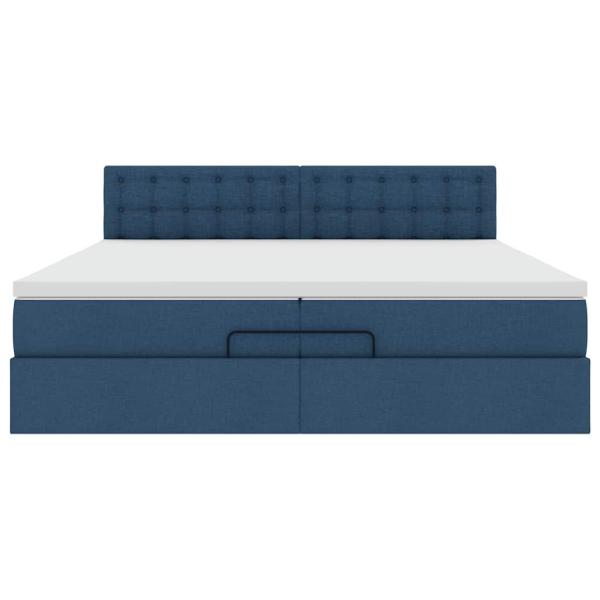 Ottoman-Bett mit Matratze Blau 200x200 cm Stoff