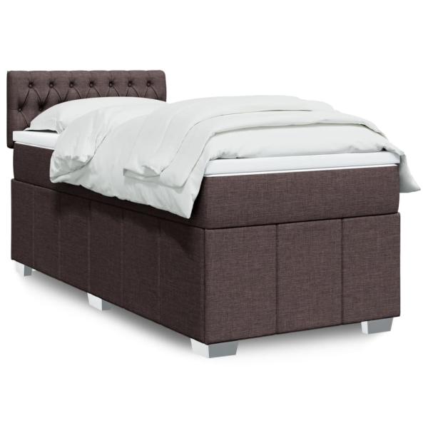 ARDEBO.de - Boxspringbett mit Matratze Dunkelbraun 90x200 cm Stoff