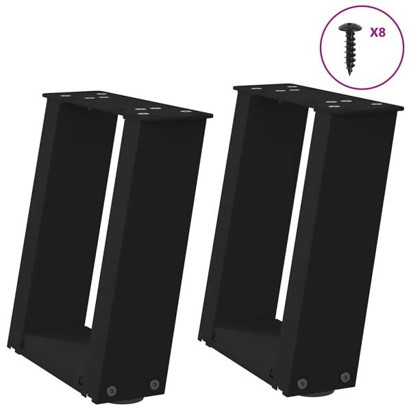 ARDEBO.de - Couchtischbeine U-Form 2 Stk. Schwarz 30x(30-31) cm Stahl