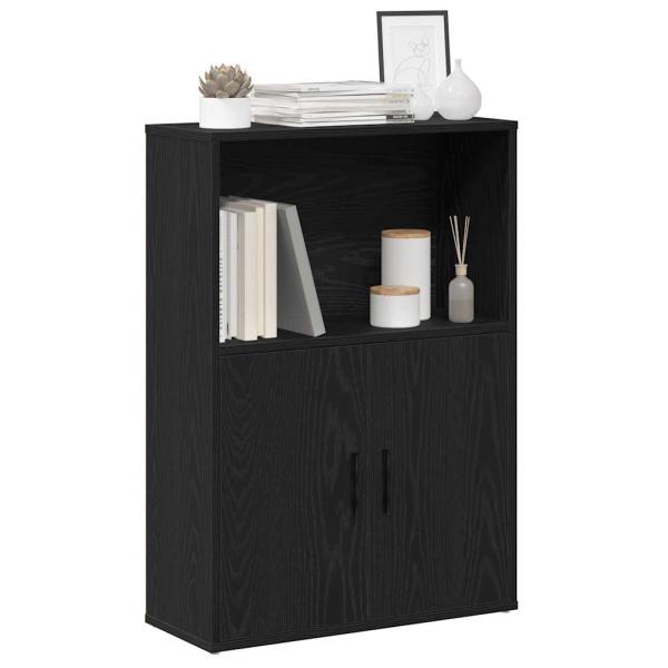 ARDEBO.de - Bücherregal Schwarz Eichen-Optik 60x24x85 cm Holzwerkstoff