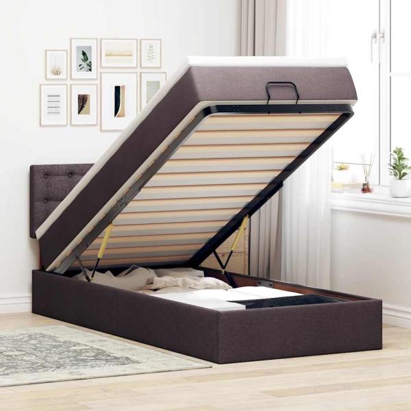ARDEBO.de - Ottoman-Bett mit Matratze Dunkelbraun 90x200 cm Stoff
