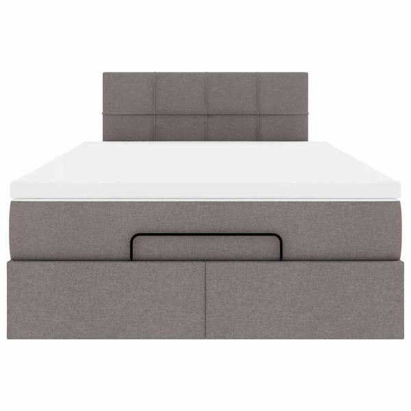 Ottoman-Bett mit Matratze Taupe 120x190 cm Stoff