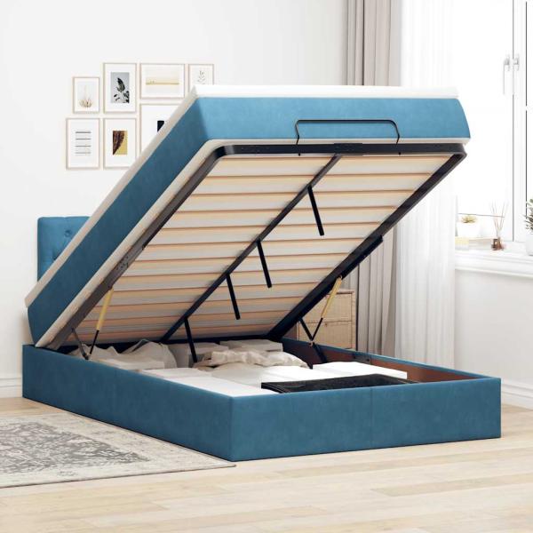 ARDEBO.de - Ottoman-Bett mit Matratze Dunkelblau 120x200 cm Samt
