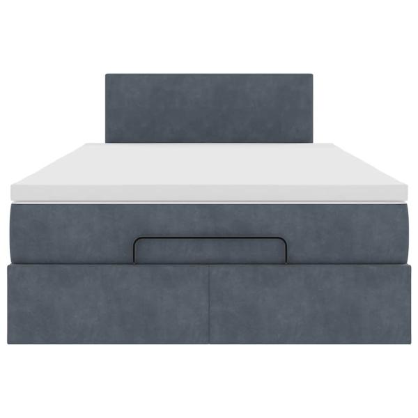 Ottoman-Bett mit Matratze Dunkelgrau 120x190 cm Samt