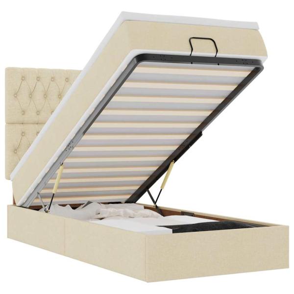 ARDEBO.de - Ottoman-Bett mit Matratze Creme 100x200 cm Stoff