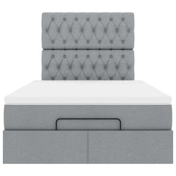 Ottoman-Bett mit Matratze Hellgrau 120x190 cm Stoff
