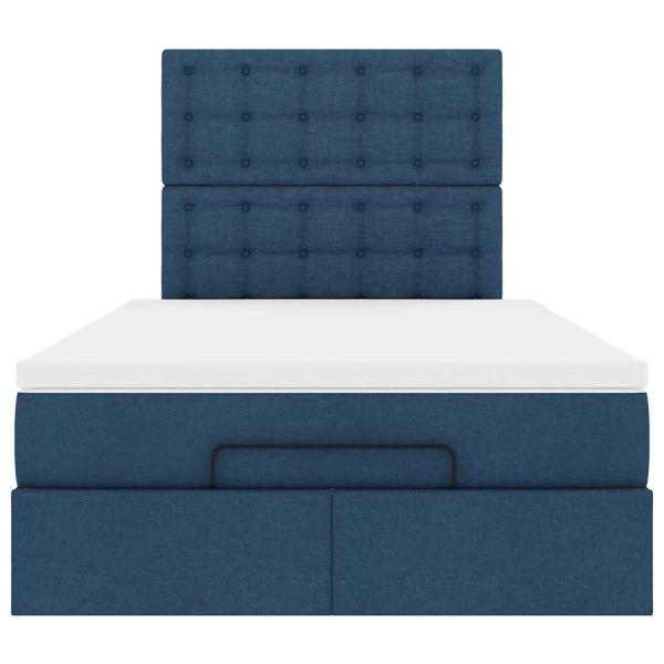 Ottoman-Bett mit Matratze Blau 120x200 cm Stoff